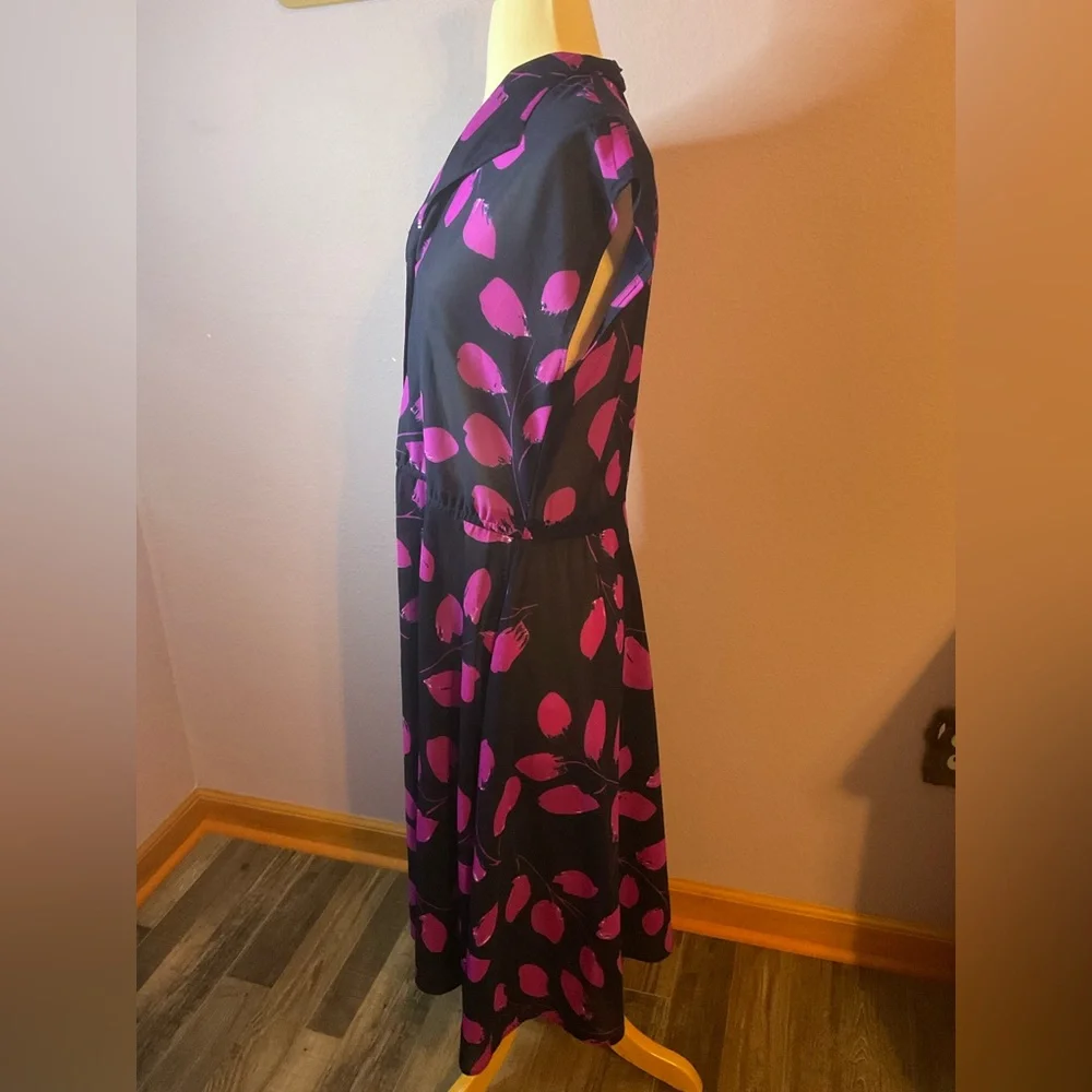 Vintage Murray Meisner Navy Blue Pink Dress‎ Size Large XL 12 14